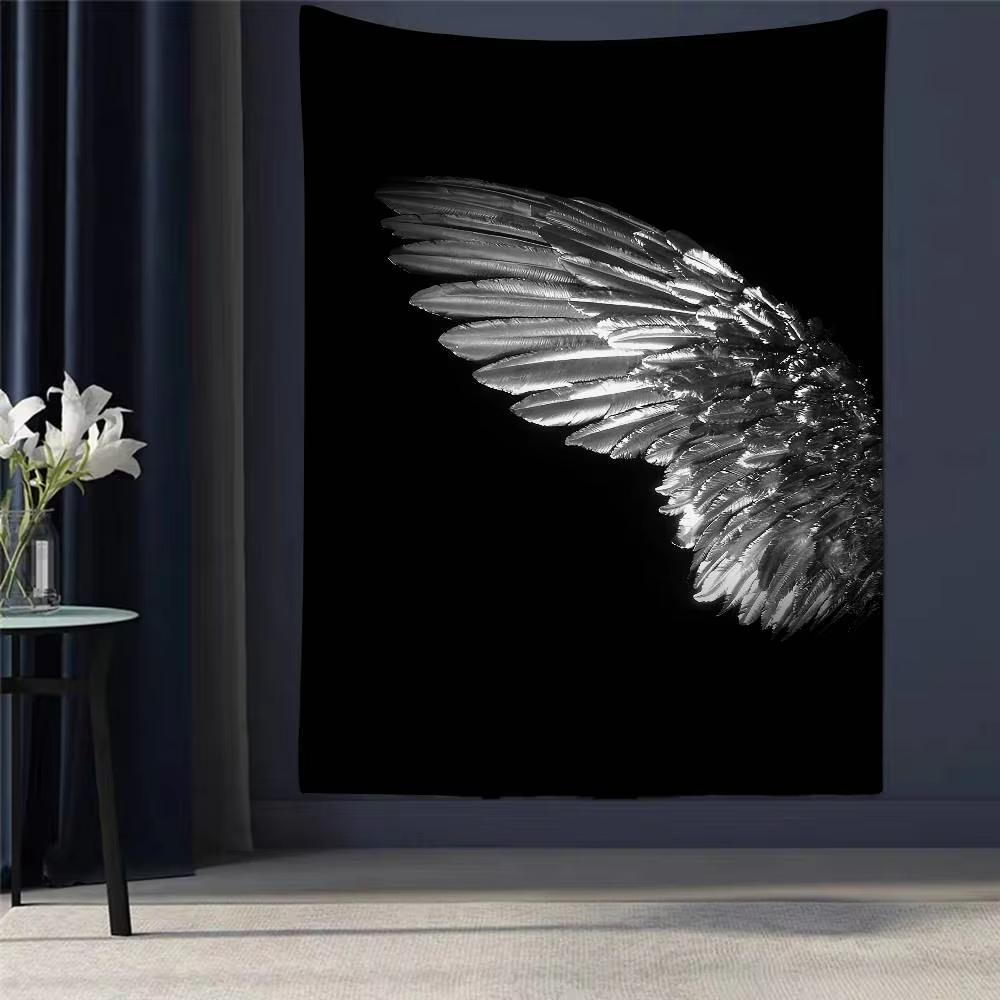 Black White Angel Wings Printed Large Wall Tapestry Cheap Hippie Wall Hanging Bohemian Wall Tapestries Mandala Home Decor