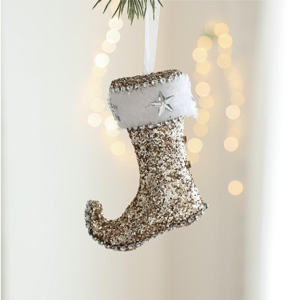 Nya Champagne Julträdskula Hängande Prydnader Glitter Skum Julgransdekorationer Julpynt Julparty