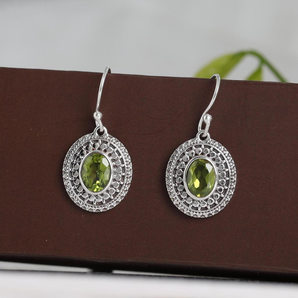925 Sterling Silver Handmade Jewelry, Peridot Silver Earring, August Birthstone Earring, Gift For Her, Women Jewelry