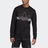 Adidas Originals Outline Crew Fleece Casual Solto Moletom Masculino Tops Preto ED4685