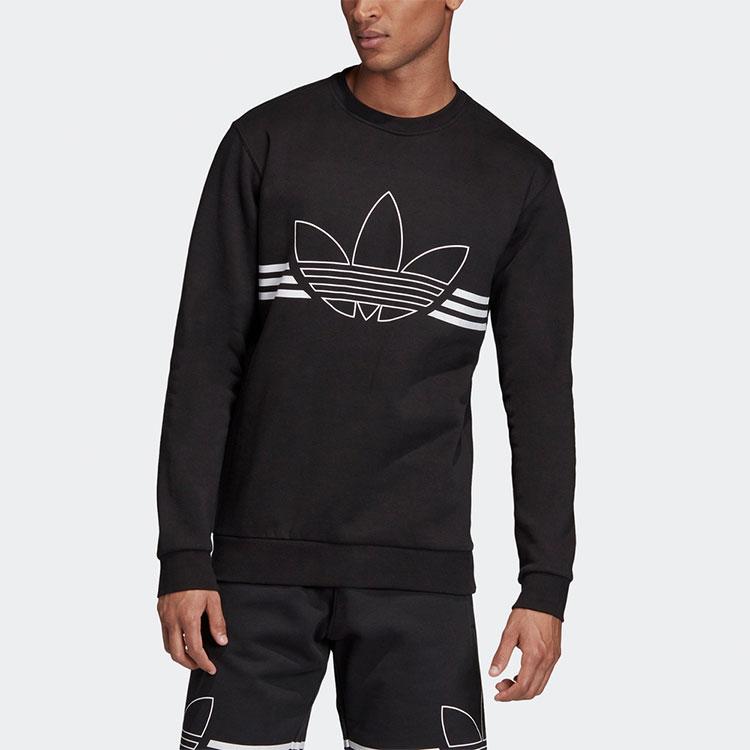 Adidas Originals Outline Crew Fleece Casual Loose Sweatshirt Men Tops Black ED4685