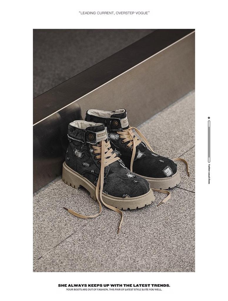 Men's 2025 Autumn Martin Boots: High-Top, Thick-Soled British Style, Retro Cowboy Z32