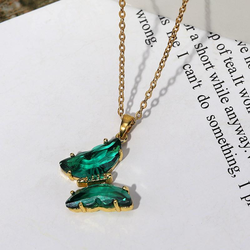Steel Stylish Titanium Butterfly Crystal Chain Necklace For Women Perfect For Occasion Any