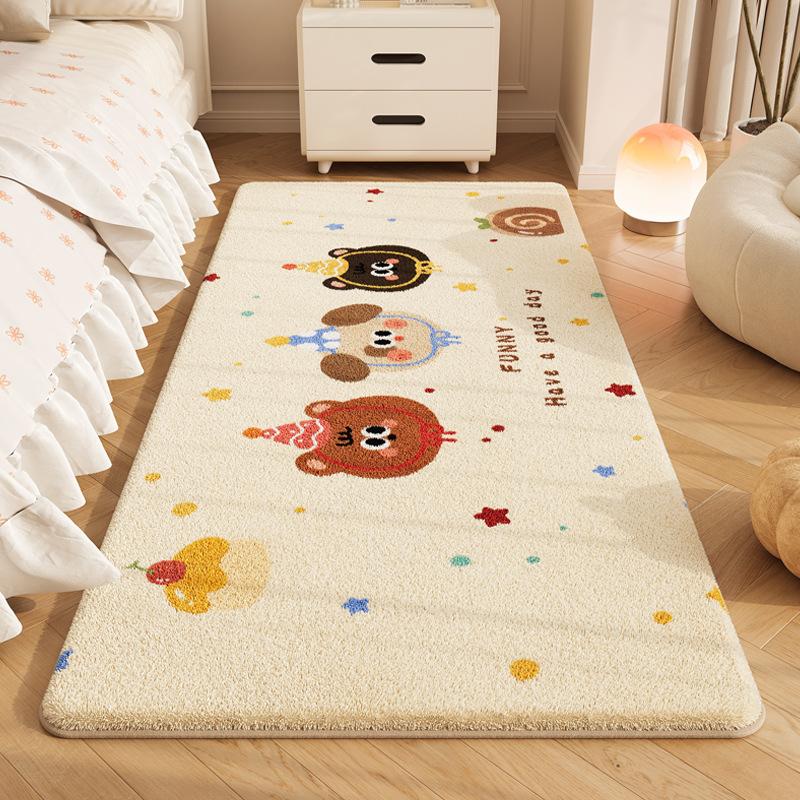 VIKAMA Cute Cartoon Cashmere Fine Sand Carpet Children's Bedroom Soft Bed Blanket Living Room Balcony Casual Mat Home Decor