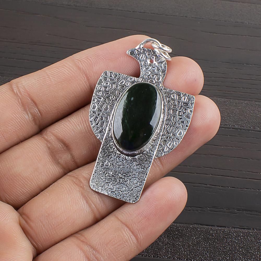 Natural Seraphinite Gemstone 925 Sterling Silver Jewelry Designer Pendant 2.03  AJP-2273