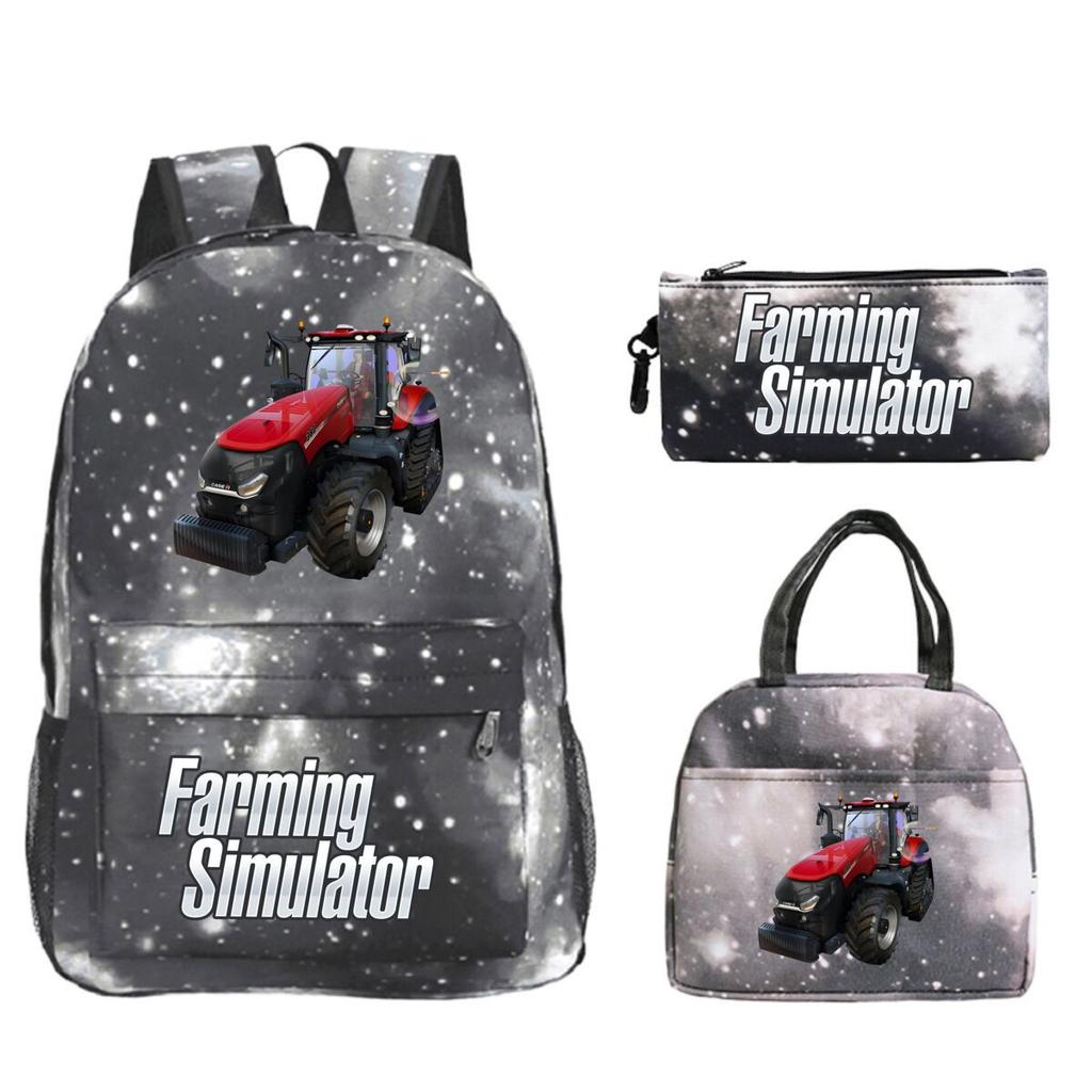 Mochila Personalizada para Niños Estampada Farming Simulator para Escuela Primaria y Secundaria Bolsa de Comida Estuche