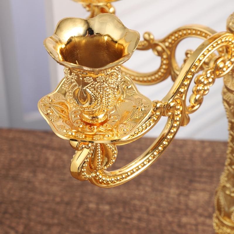 Luxurious European Taper Candle Holders Luxurious Carved Gold Metal Candelabra Enhancing Living Space Aesthetic Decors