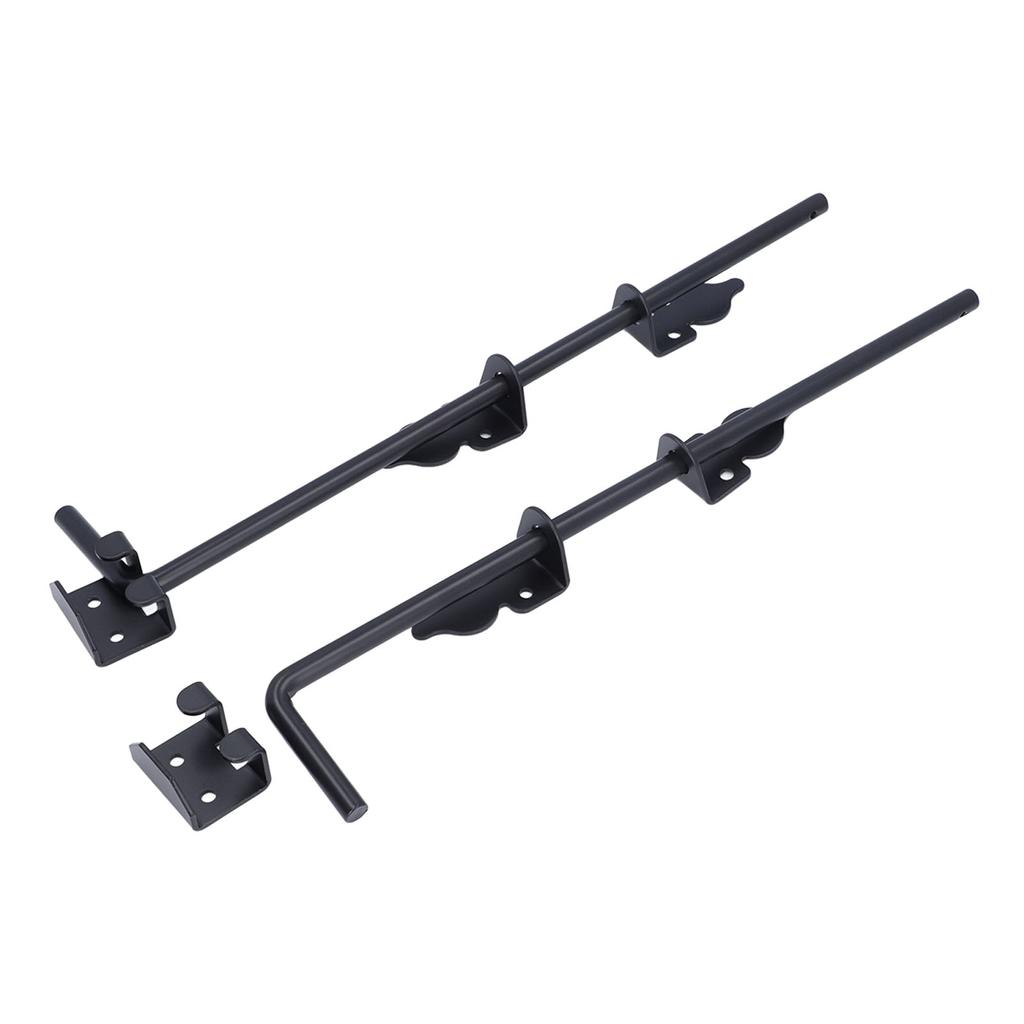 2pcs Door Drop Rod 18 Inch Heavy Duty Solid Steel Black Powder Coated Thicker Gate Ground Latch for for Single Double