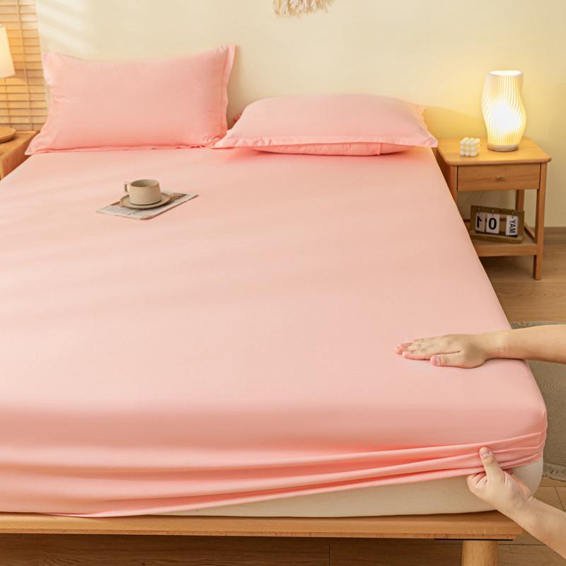 Solid Color Dustproof Fitted Sheet Set & Mattress Protector