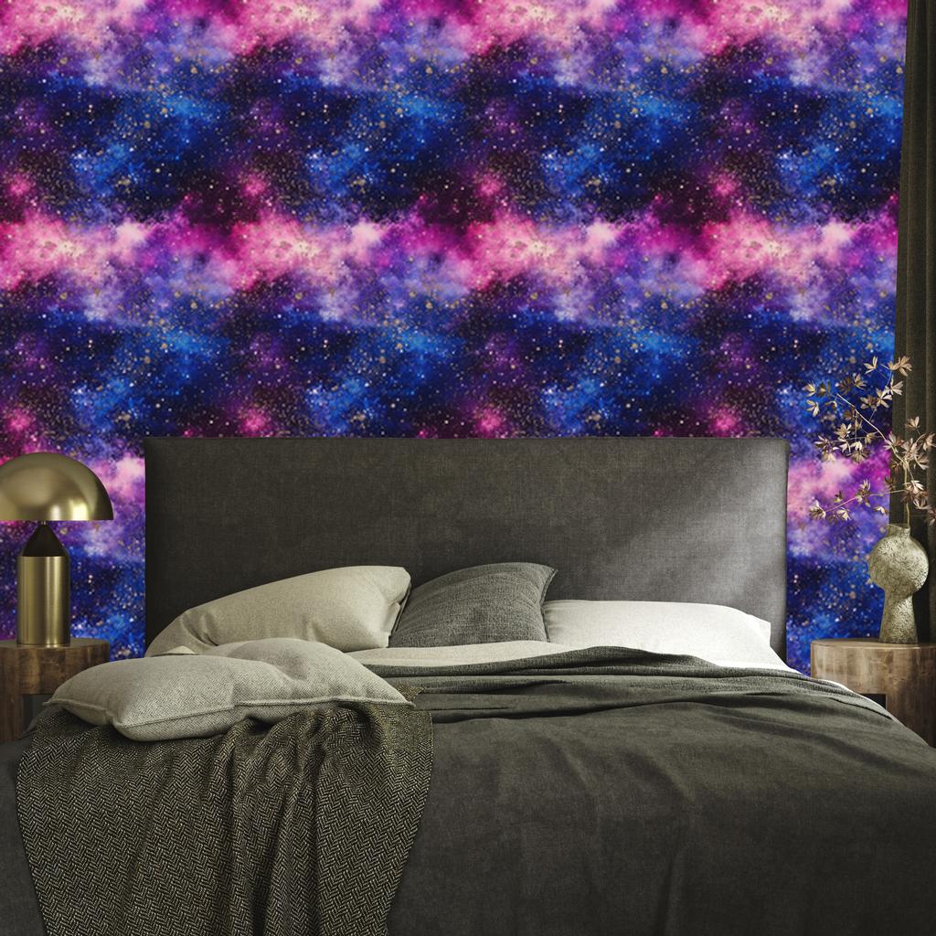 Watercolor Galaxy Wallpaper In Purple and Navy Blue for Living Room and Bedroom 50x1000