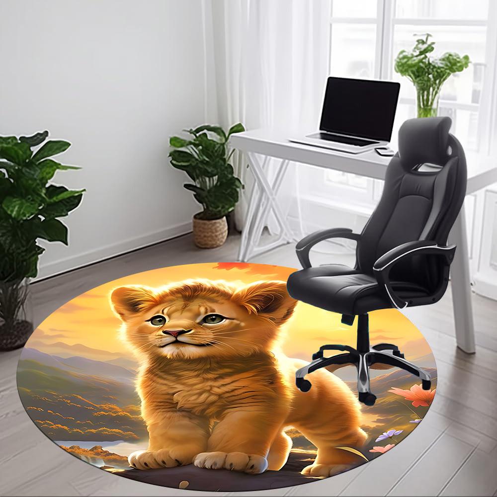 1pc Lion Cub Chair Carpet for Office Non-Slip, Lightweight, Machine Washable Rug for Office, Room - Holiday Decoryy251016018