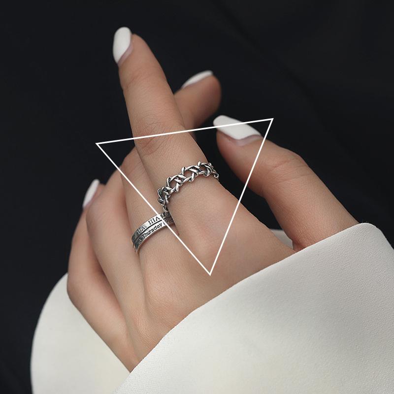 

Ретро корейское кольцо с открытой шинкой с серебряным покрытием 925 пробы и подвеской в виде сердца - Женское модное украшение на указательный палец Adjustable