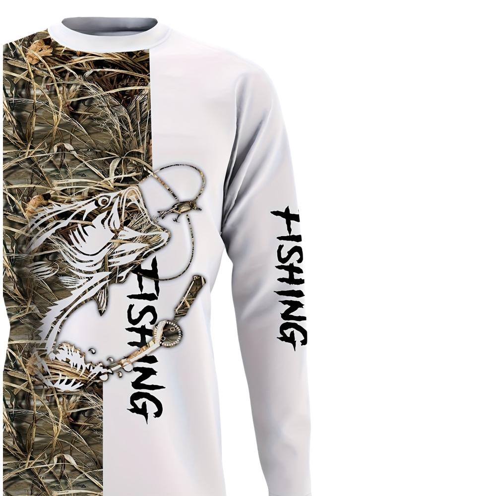 Magliette da Pesca Uomo Manica Lunga Abbigliamento Uomo Autunno Streetwear Girocollo Pullover Maglietta Uomo Abbigliamento Casual Uomo