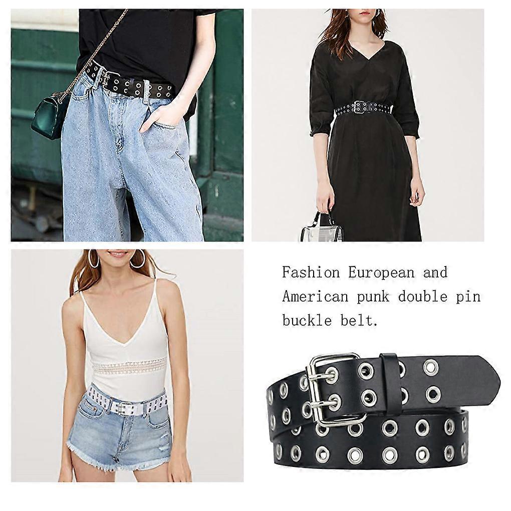 Timeless Womens Jeans Waistband With Double Buckle Belt Punk For Pin On Or Off Duty PU Belt