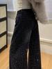 Women's and Girls' Retro Distressed Rhinestone Wide-Leg Jeans, Spicy Girl Fashion