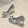 Silver Crystal Covered Pointed Toe High Heels Luxury Rhinestone Cinderella High Heels Wedding Shoes Bridal Stilettos Women Shoes