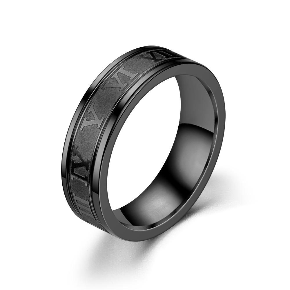 Punk Hip Hop Men's Titanium Steel Roman Numerals Ring - Colorfast and Trendy