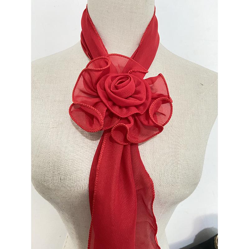 

Шовковий шарф із троянди весна/літо: Однотонний жіночий танцювальний аксесуар 120x15cm, Flower Diameter ~10cm