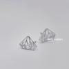 Mrs. Yu Sterling Silver Needle Diamond Cutout Geometric Stud Earrings
