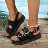Fashion Cowboy Platform Sandals Women Summer Fashion 2024 Mid Heels Open Toe Casual Beach Slippers Slingback Flip Flops Mujer Zapatos