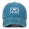 Men's Pure Cotton Distressed Sun Hat with "DOGDADDOGMOM" Embroidery - Large Brim Baseball Cap
