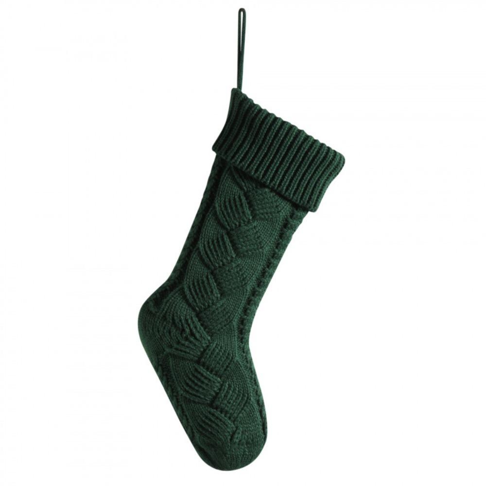 Yarn Knitted Christmas Socking Solid Color Christmas Gift Bag Xmas Tree Hanging Ornaments Holiday