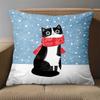 1 Pieces Black and White Cat with Red Scarf Throw Pillow Polyester pillowcase, sofa decorative cushion cov Headboard Pillow