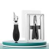 Stainless Steel Nail Clipper Curved Blade Toenail Clippers for Thick Nails 3-Piece Kit with Glass File & Case Ergonomic Non-Slip Grip Nail Clippers