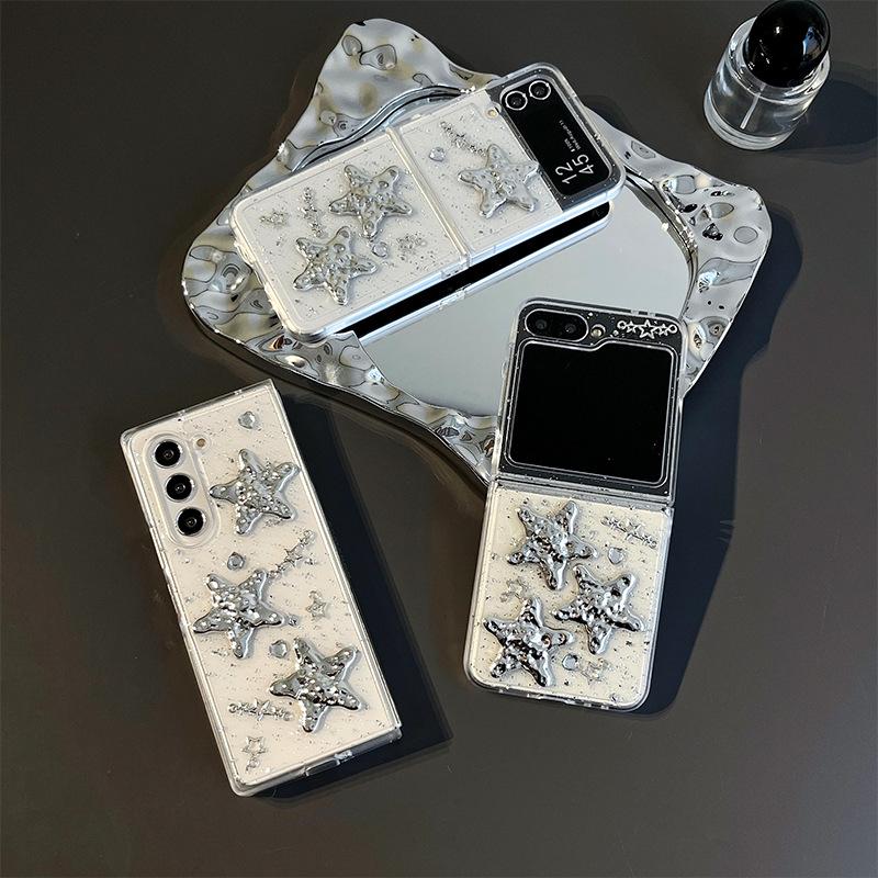 

Applicable To Samsung Zflip6 Flip Folding Screen Zfold Mobile Phone Case Transparent Glitter W24Flip Female Star samsung zflip7