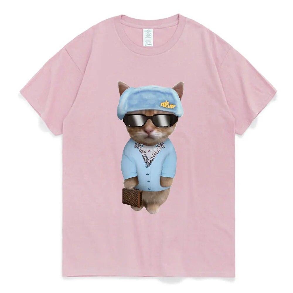 Lustige El Gato traurig weinende Katze Munchkin Kitty Meme trendige Grafik T-shirt Mode Kurzarm T Shirt Unisex Frauen Casual Baumwolle T-Shirt