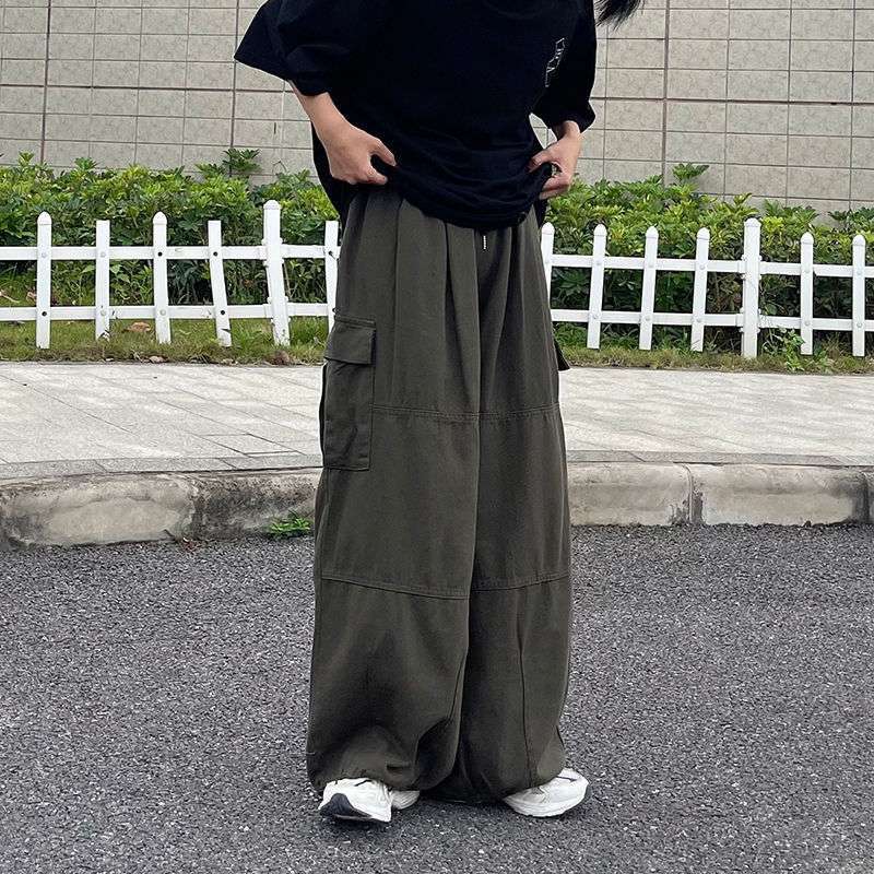 Casual Oversize Cargo Pants Men Streetwear Solid Harajuku Loose Straight Trousers Wide-leg Baggy Pants for Man