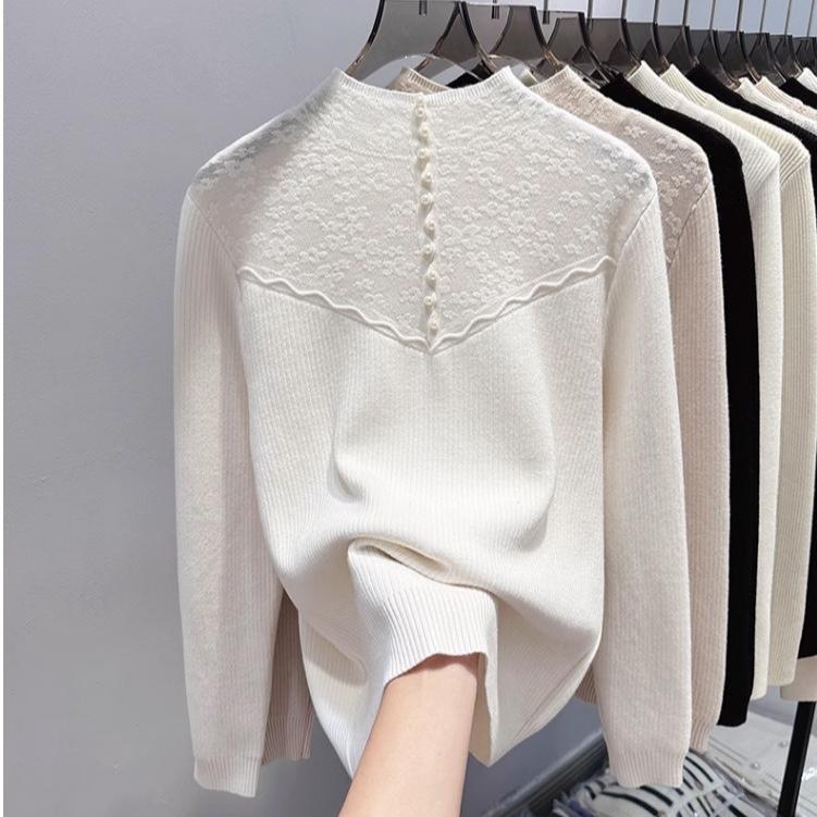 Fleece and Thickened Sweater for Women Solid Color Casual Half Turtleneck Knitted Sweater Loose One-piece Fleece Warm Pullover for Autumn and Winter