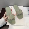 Versatile trend non-slip square buckle slippers women's outer wear summer  fashionable transparent casual and comfortable slippers