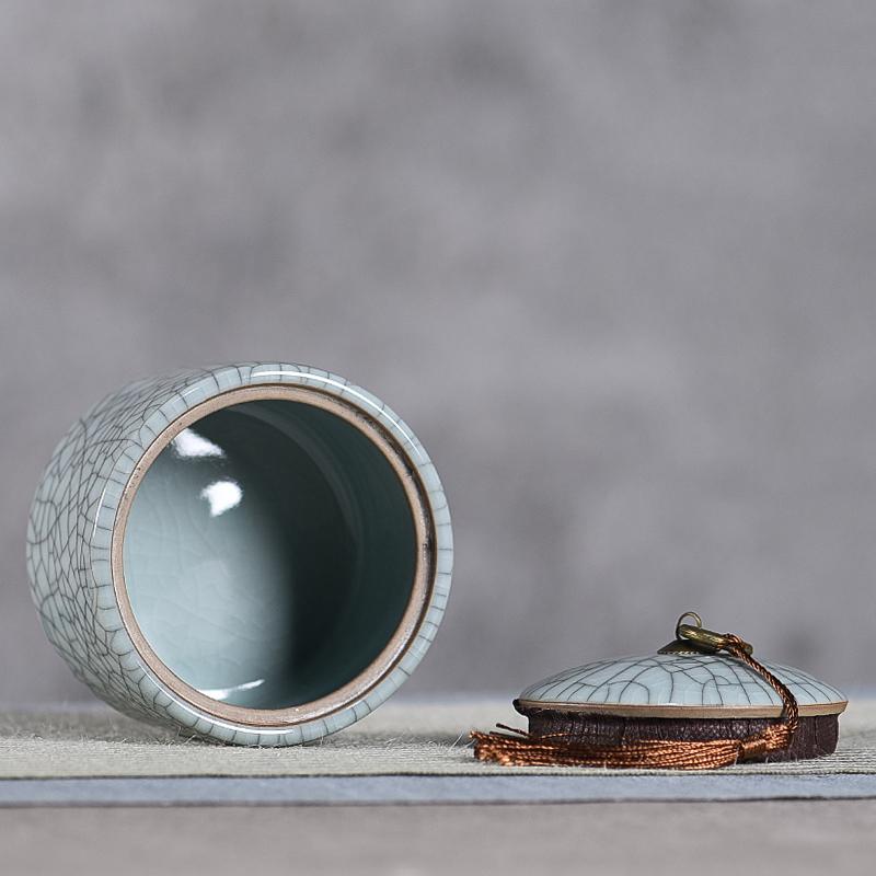 Creative Cracked Ceramic Tea Caddy with Lid Porcelain Sealed Candy Caddy Portable Tea Box Desktop Decoration Home Decoration New