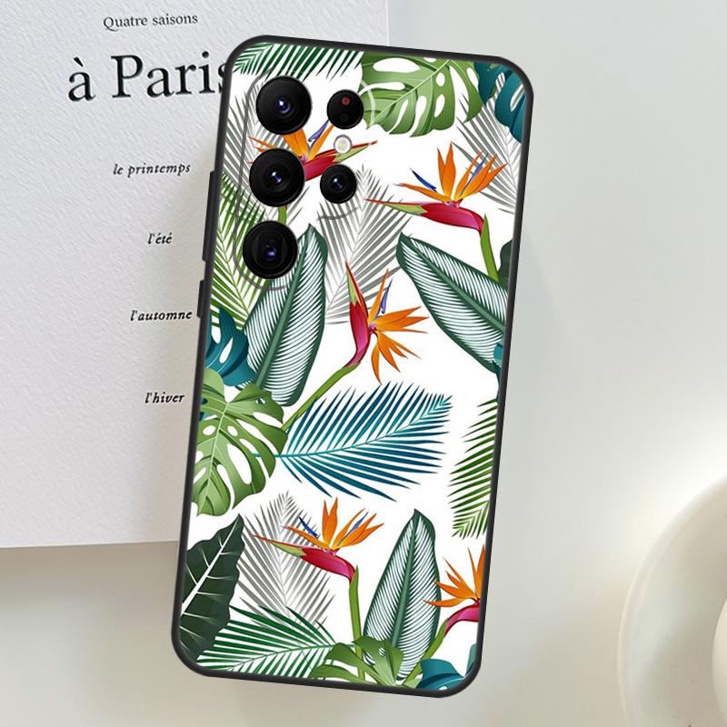 Retro Banana Leaf Plant Case For Samsung Galaxy S26 Ultra S25 S24 S23 S21 S22 Ultra S10 S20 Plus S25 FE Phone Cover