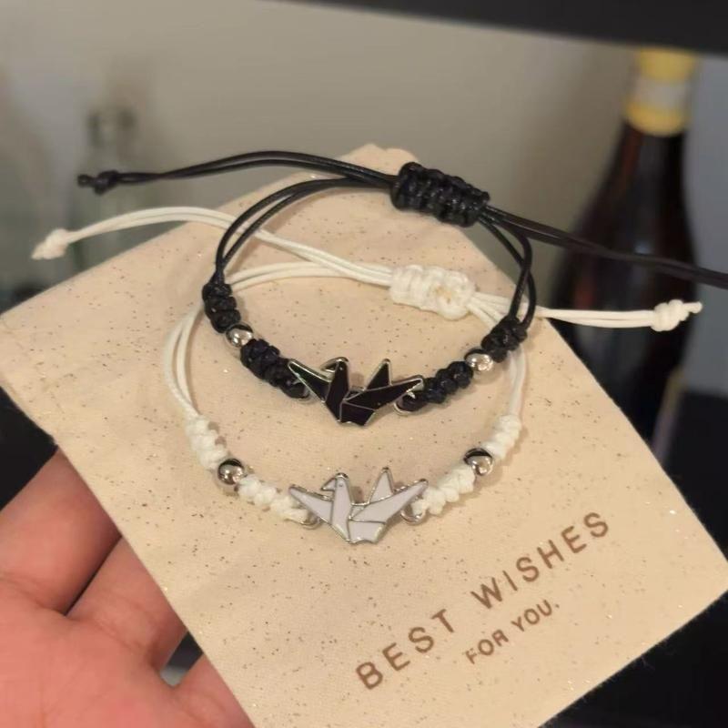 

Браслет плетеный Ping An Xile Журавлик из бумаги Нишевый стиль Ремешок для переноски белого голубя Парный Подруги Женский подарок на день рождения Браслет Трендовый [2 combination price] Black + White