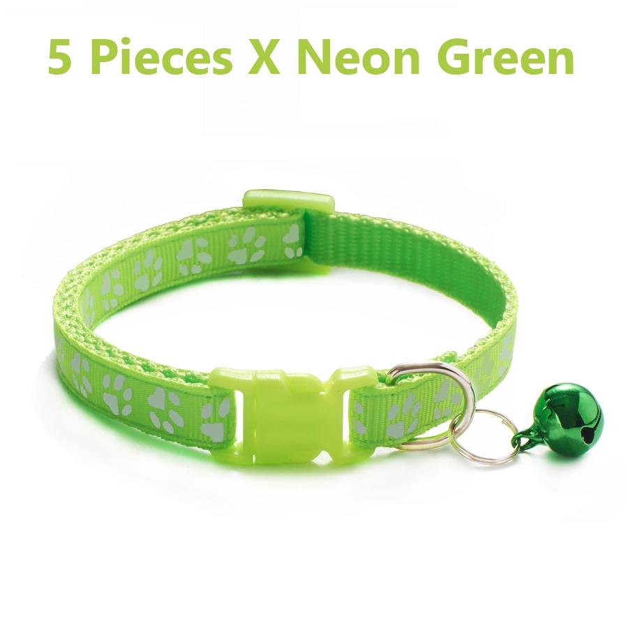 1/5Pcs Adjustable Footprint Pet Collar with Bell, Cute Soft Neck Collar for Puppy Small Dog Kitten Cat Daily Wear