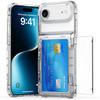 For iPhone 17 Air Clear Case PC+TPU Phone Cover Card Holder Kickstand