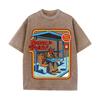 2026 Vintage Satan Is Waitin Bus Stop Graphic Washed T Shirt Men Women Retro Cartoon Oversized Short Sleeve Casual Streetwear Fa