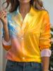 2026 Women's Shirts Gradient Graphics Print Blouse Lapel Neck Blouse Women's Long Sleeve Shirts Womens Clothes Female Clothing