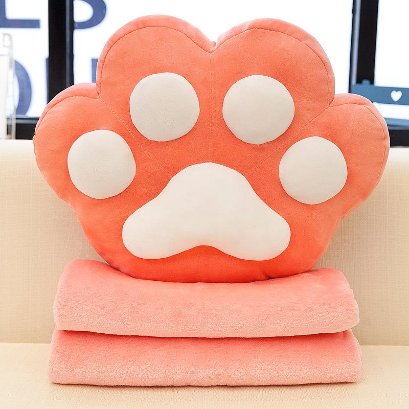 Cute Cat Paw Air Conditioner Blanket Soft Children Xia Liang Quilt Dual-purpose Down Cotton Throw Pillow Quilt
