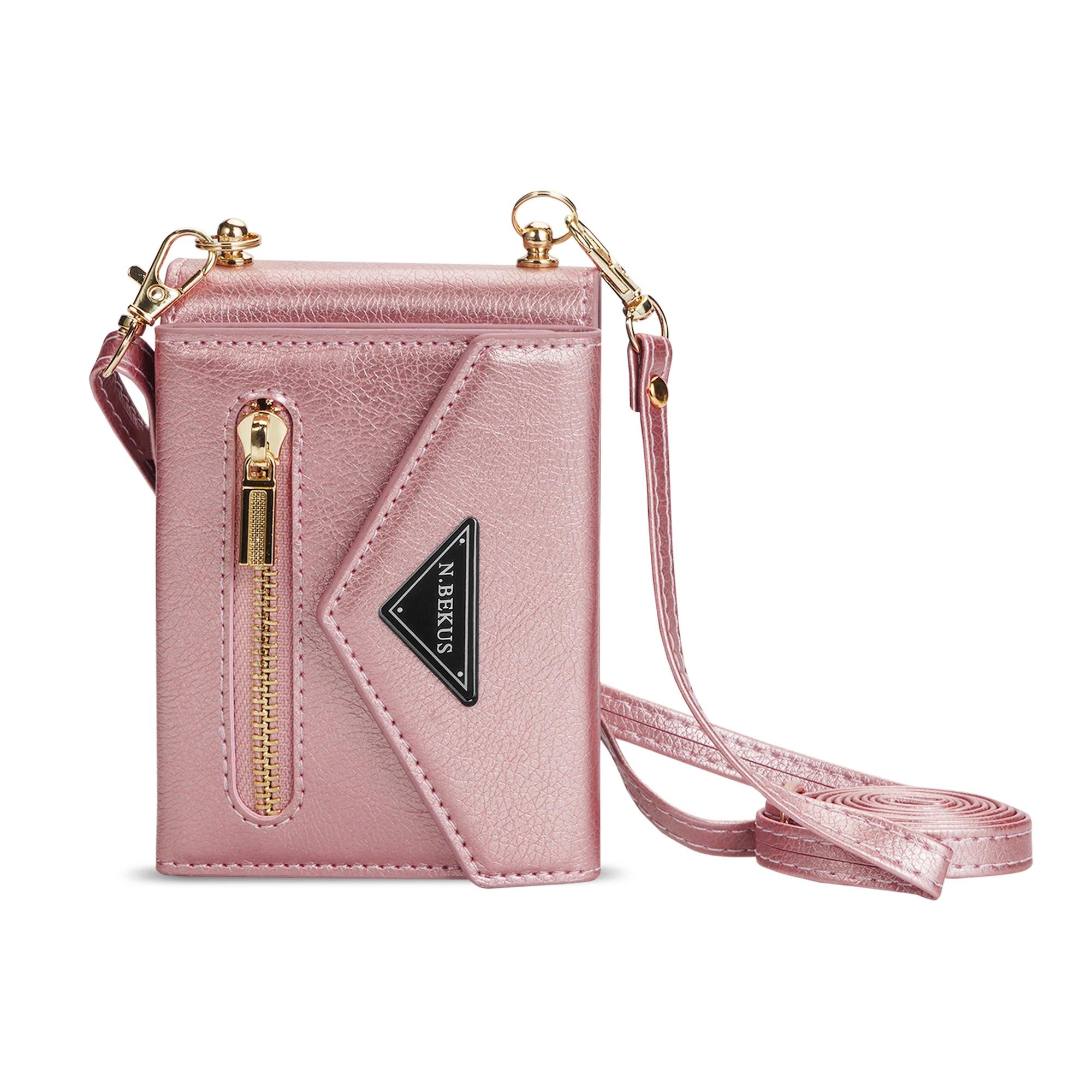 

Crossbody Leather Card Slot Zipper Wallet Case for Samsung Galaxy Z Flip 5 4 3 Flip3 Flip4 5G Cover Cards Holder Strap Bag Coque for Samsung Z Flip 6&Case & Strap рожевий