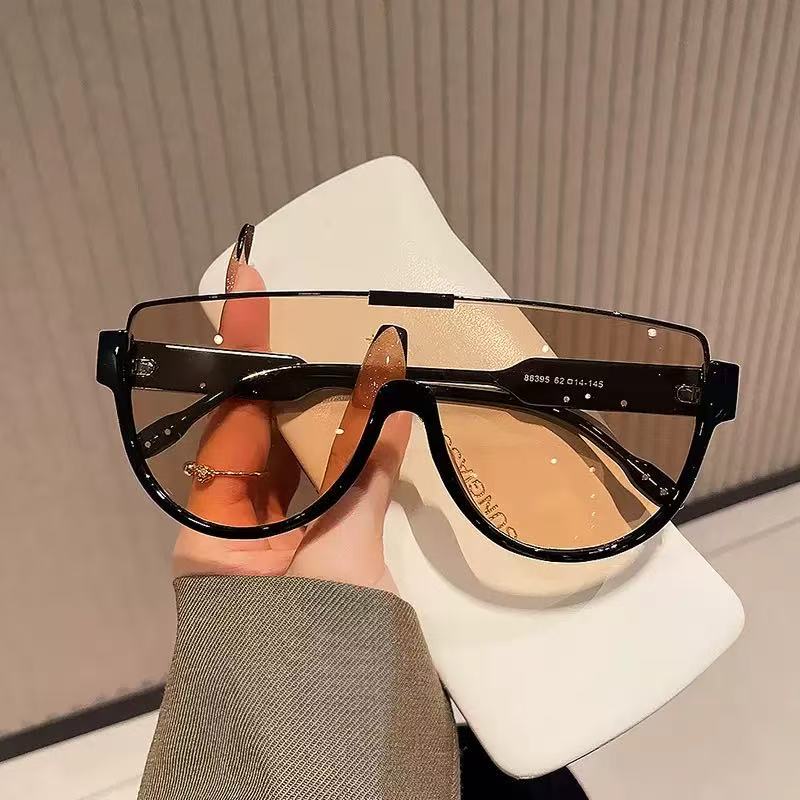 Sunglasses For Women With Big Faces Sunglasses For Men Fashionable One-piece Large Frame, Trendy Slimming 86395