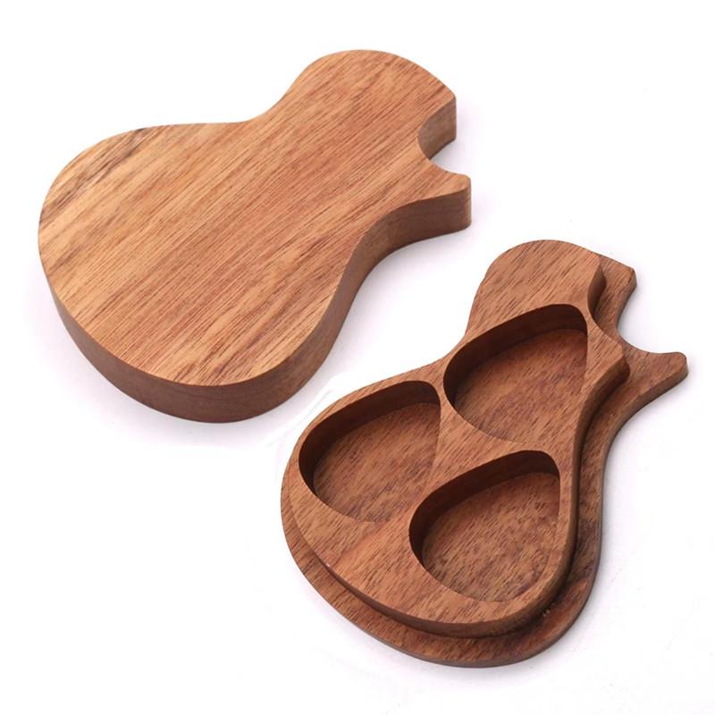 Personalized Wooden Guitar Pick Box (3-Pack) with Logo Printing Option