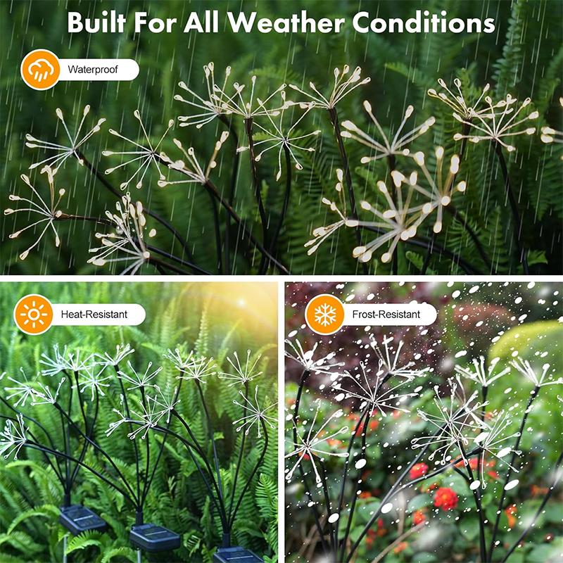 Solar Garden Light Swaying Starburst Lights Waterproof Outdoor LED Lamp Yard Patio Pathway Decor Warm White Landscape Lighting