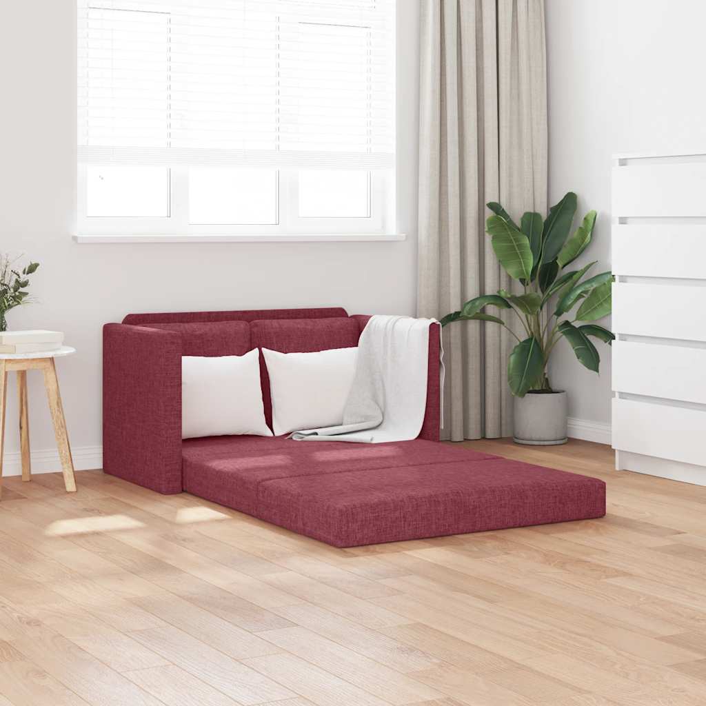 Floor Sofa with Sleeping Function Burgundy 112x174x55 Cm Fabric