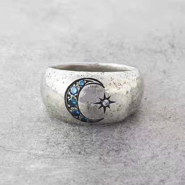 Elegant Sun & Moon Zircon Inlaid Women's Fashion Ring