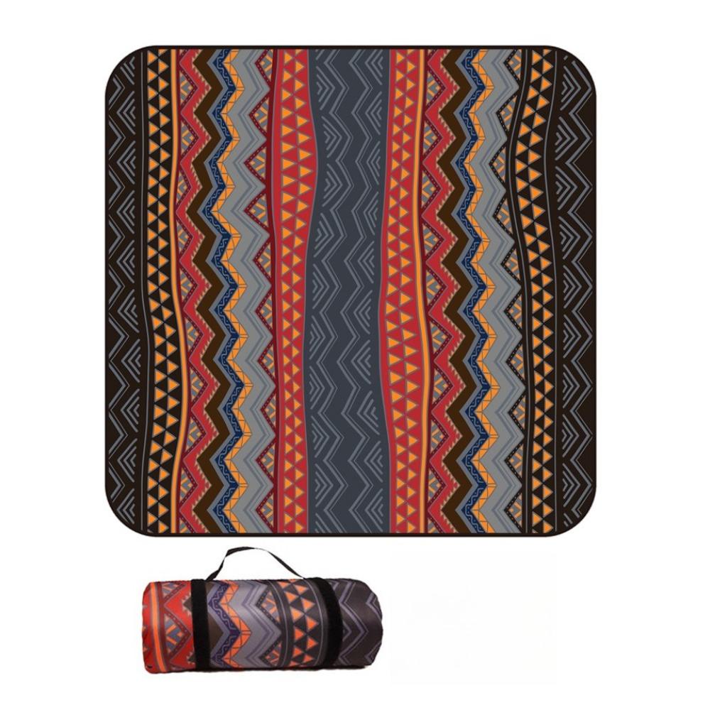 Vintage Print Picnic Blanket Waterproof Outdoor Camping Mat Carry Strap Foldable Travel Rug for Beach Park
