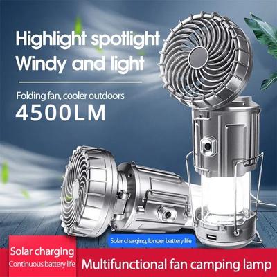 Luz LED portátil solar de 4500 lúmenes para acampar al aire libre, plegable, para tienda de campaña, luz de emergencia con carga USB, luz para tienda de campaña al aire libre, nueva luz para acampar con ventilador eléctrico