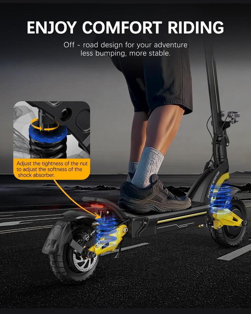 OOTD S30 Offroad Elektroroller 10" Reifen 1200W*2 Dualmotor 52V23.4Ah Akku 65km/h Höchstgeschwindigkeit 60km Maximale Reichweite